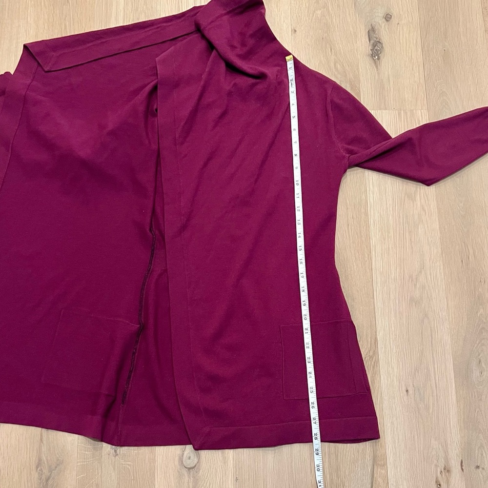 Theory Maritza B New Steady Drape Front Wool Cardigan Sweater Berry Small - Picture 13 of 16